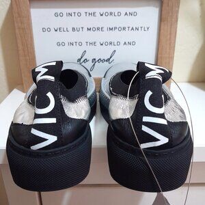 Ballerina Vic Matie Metallic Silver Black Platform Flats sz 36 (6)